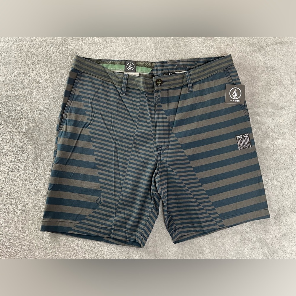 VOLCOM STONE GRAPHITO SHORTS Men’s Sz 36 Blue Gray Stripe Casual Walking NWT NEW